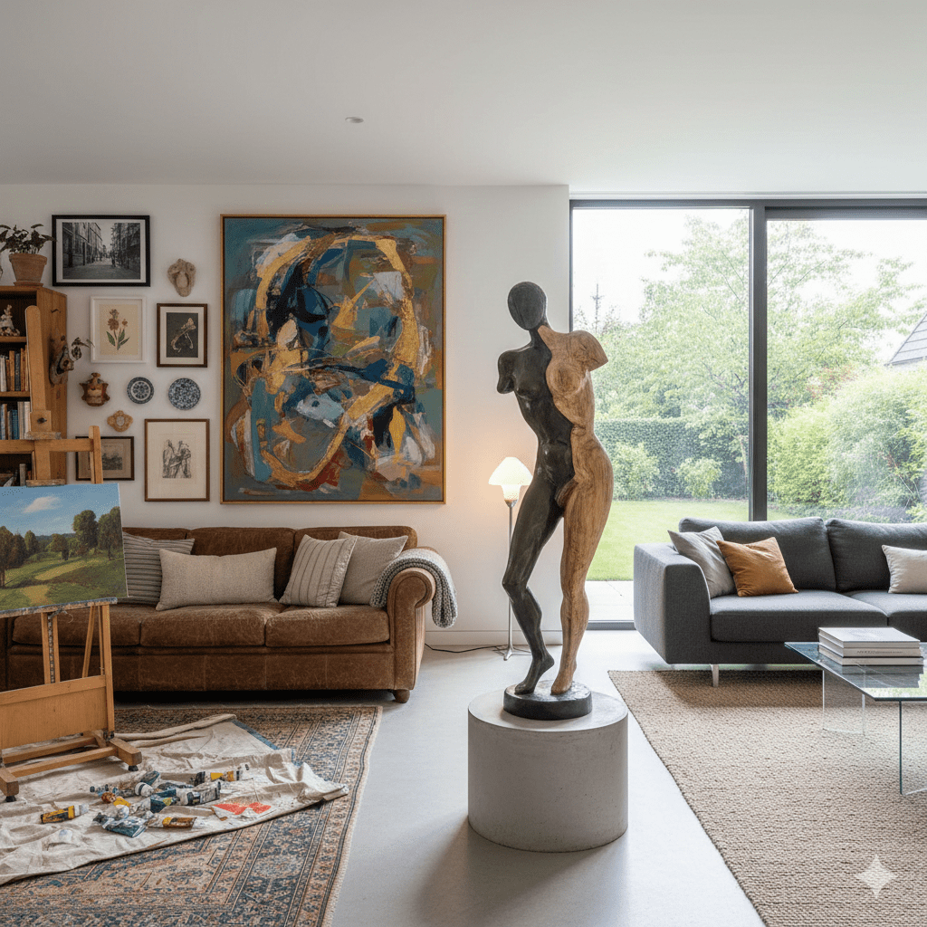 Sculpture placed in a home interior, transforming the spatial experience